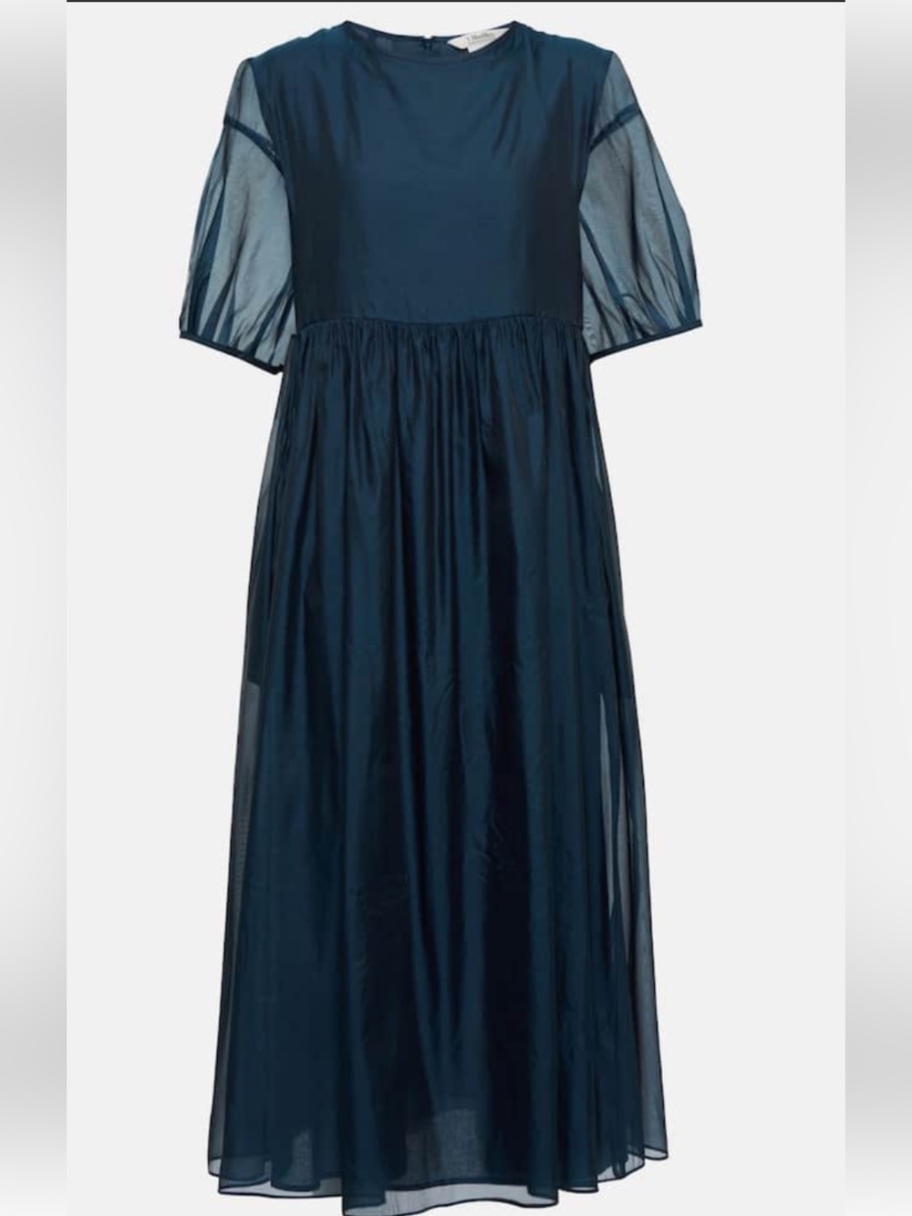 Sheer Sleeve Navy Midi Dress from Max Mara
